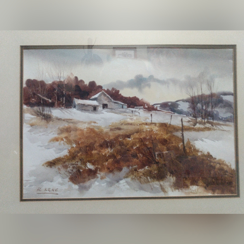 Art fine art watercolor painting landscape Framed
